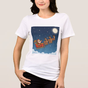Papai Noel e Rena Voando Sobre a Lua – Mágico