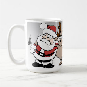 Papai noel e Rudolph a caneca cheirada vermelha da