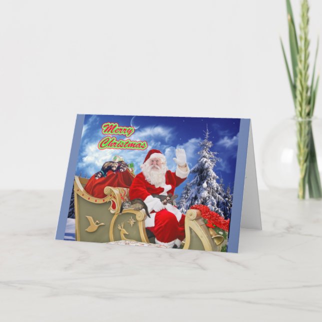 Papai Noel e seu Cartão de Natal de Furões (Frente)
