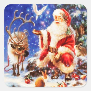 Papai Noel E Seus Amigos Adesivo Quadrado