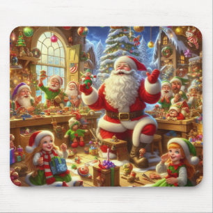 Papai Noel e seus Elfos em um Mousepad de Computad