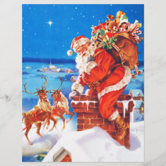 Papai Noel e sua rena no telhado