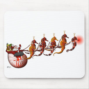 Papai noel e trenó Mousepad do cavalo marinho