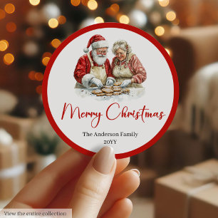 Papai Noel Elegante Etiqueta de Férias Vermelho Br