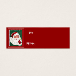Papai Noel em fundo verde com etiquetas de present
