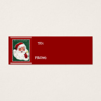 Papai Noel em fundo verde com etiquetas de present