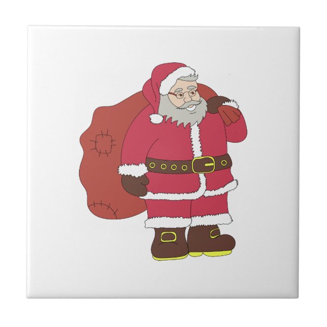 Papai Noel em vermelho com saco de presentes e ócu (Frente)