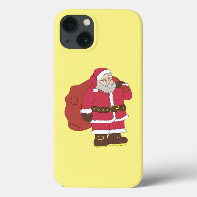 Papai Noel em vermelho com saco de presentes e ócu (Verso)