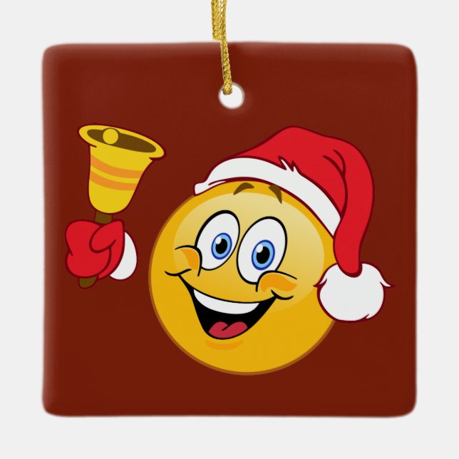 Papai noel Emoji com enfeites de natal de Bell (Frente)