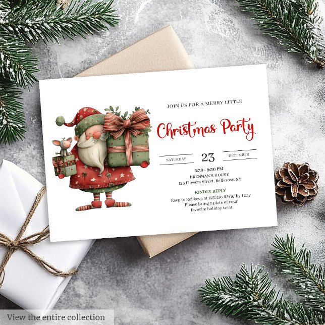 Papai Noel engraçado Convites de estilo moderno e  (Funny Santa Claus Modern Chic Office Style Invitation

)