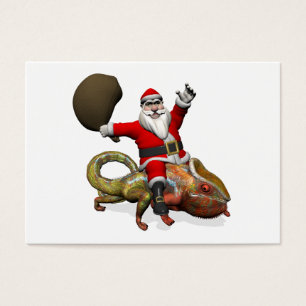Papai Noel engraçado no camaleão enorme da pante