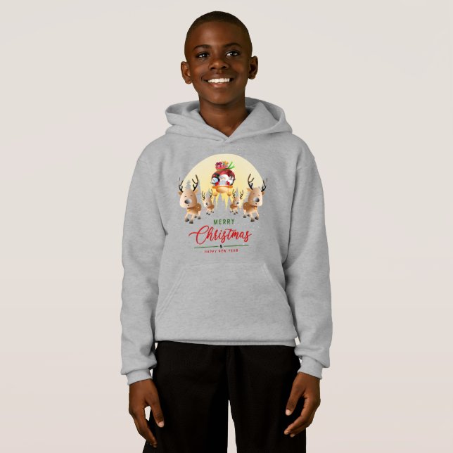 Papai Noel está vindo | Crianças Pullover Hoodie (Frente Completa)