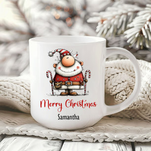 Papai Noel Excêntrico Caneca de Café Divertida