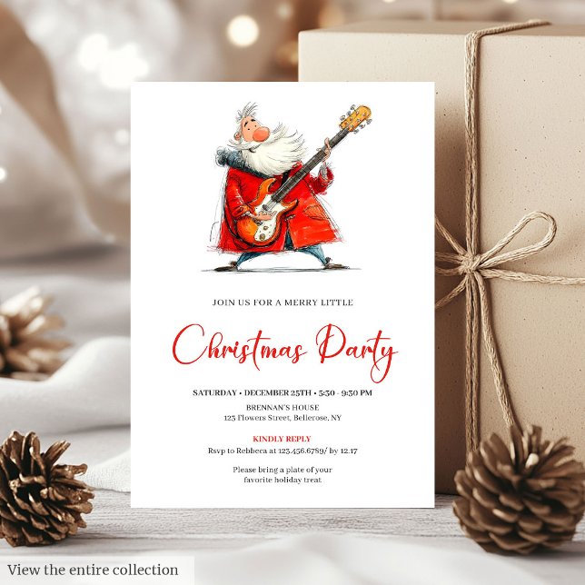 Papai Noel Excêntrico Convite de Natal Divertido p (Quirky Santa Claus Funny Office Christmas Invite)