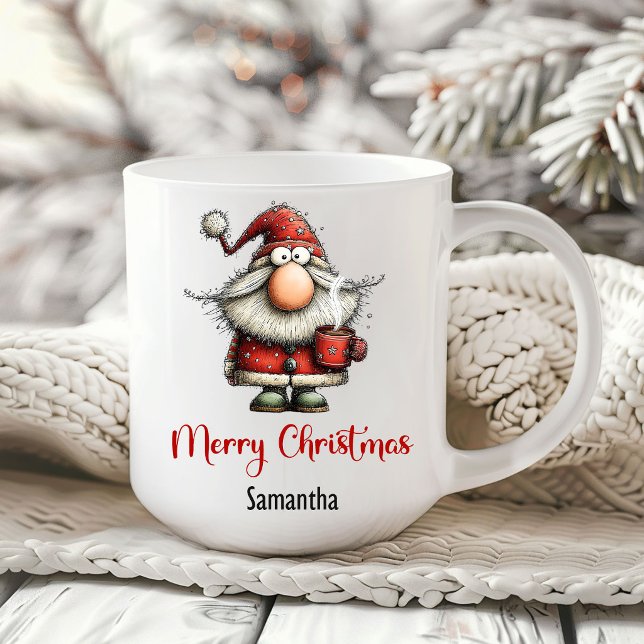 Papai Noel Excêntrico Divertido Caneca de Café Eng (Playful Quirky Santa Claus Funny Coffee Mug)