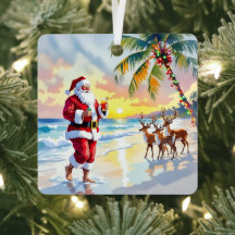 Papai Noel Fofo na Praia com Rena Personalizado
