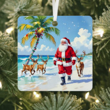 Papai Noel Fofo na Praia com Rena Personalizado