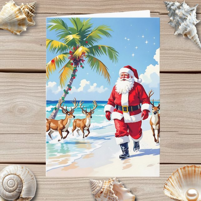 Papai Noel Fofo na Praia e Modelo de Foto de Natal (Criador carregado)