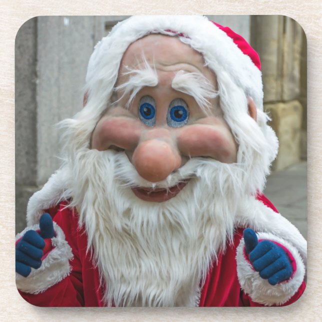 Papai noel gnome mask quadrado porta copos (Frente)