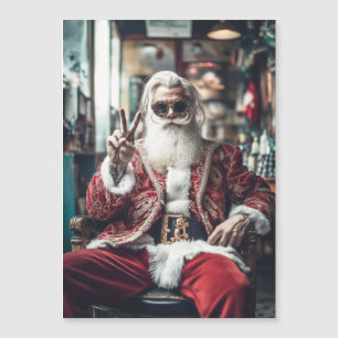 Papai Noel Hipster Faz uma Pose de Paz Vibrações d