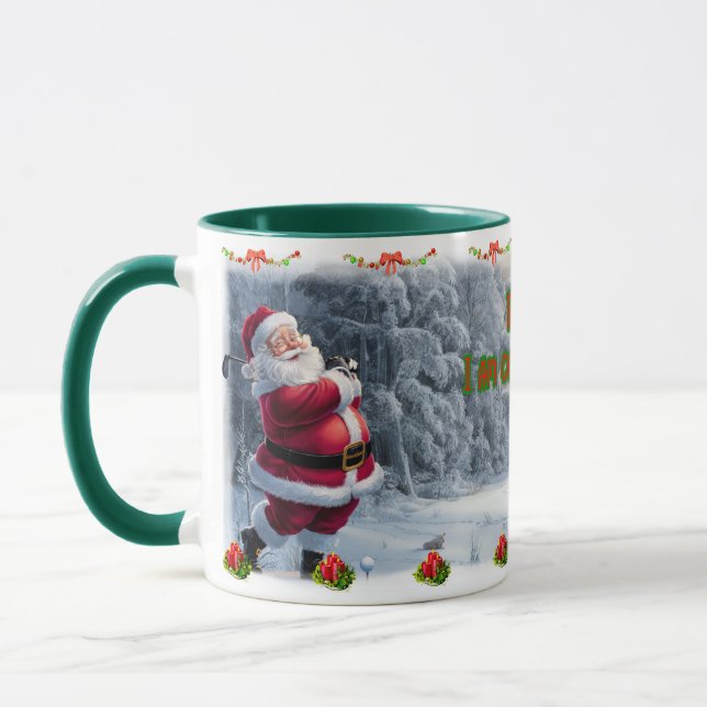 Papai Noel joga Golfe em uma Caneca de Café de Cer (Esquerda)