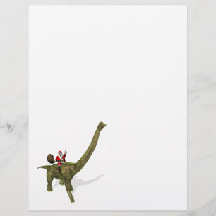 Papai Noel montado num Brachiosaurus