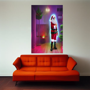 Papai Noel na casa   AI Art Poster