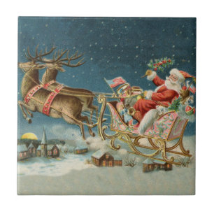 Papai Noel Natal Trenó Antigo Rena