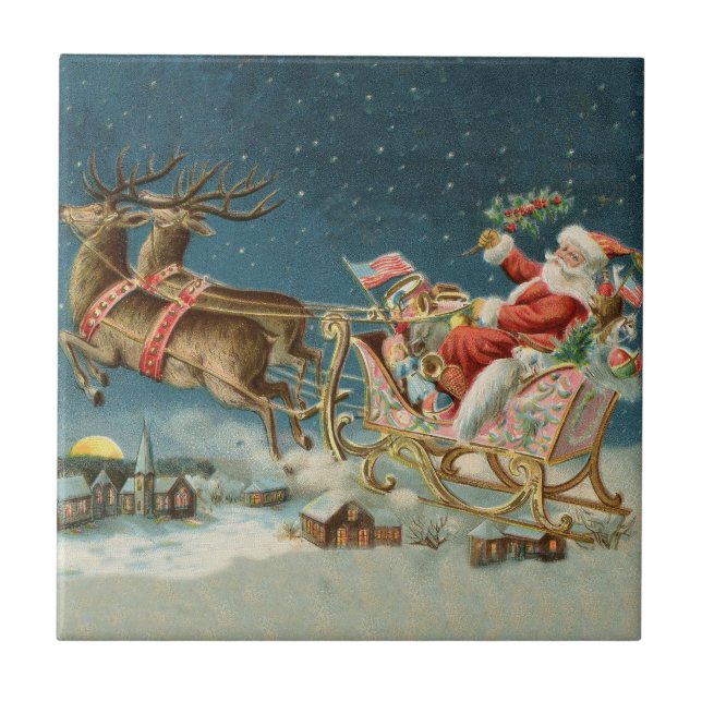 Papai Noel Natal Trenó Antigo Rena (Frente)