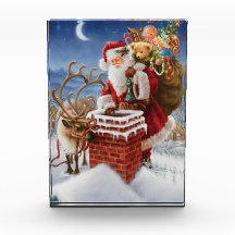 Papai Noel No Bloco De Fotos Do Telhado