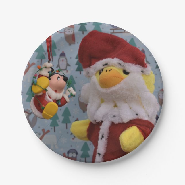 Papai Noel Pato Danny. Pratos de Papel (Frente)