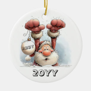 Papai Noel Personalizado na Neve Enfeite de Cerâmi