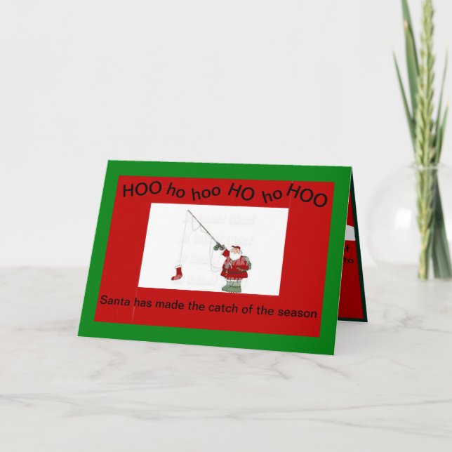 Papai Noel Pescando no Cartão de Natal (Frente)