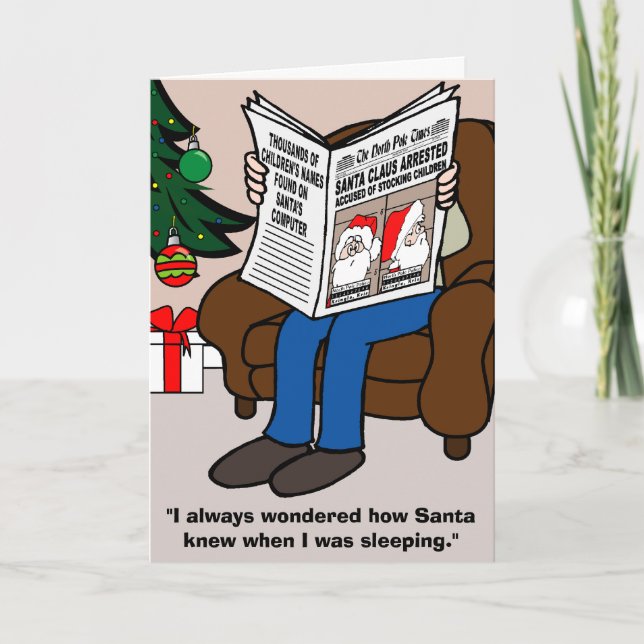 Papai Noel Prendeu Cartão de Natal (Frente)