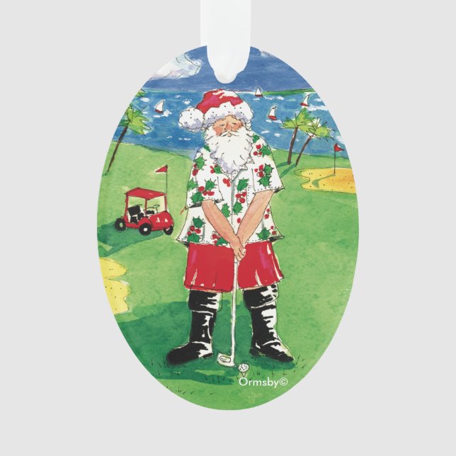 Papai noel que golfing enfeites de natal (Frente)