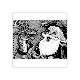 PAPAI NOEL & RENA DE RISO, CARIMBO DE BORRACHA DO