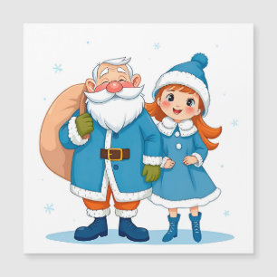 Papai Noel sorridente e donzela de neve