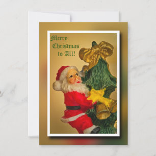 Papai Noel Subindo na Árvore de Natal - Vintage