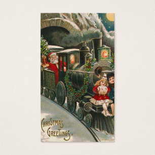 "Papai noel Tag do presente do vintage de um trem"