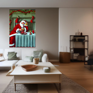 Papai Noel tem muito para beber   AI Art Poster