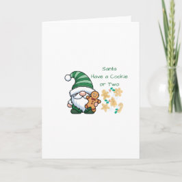 Papai Noel Tem um ou Dois Biscoitos em um Cartão d