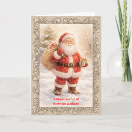 Papai Noel Vintage Cheio de Alegria Cartão Clássic