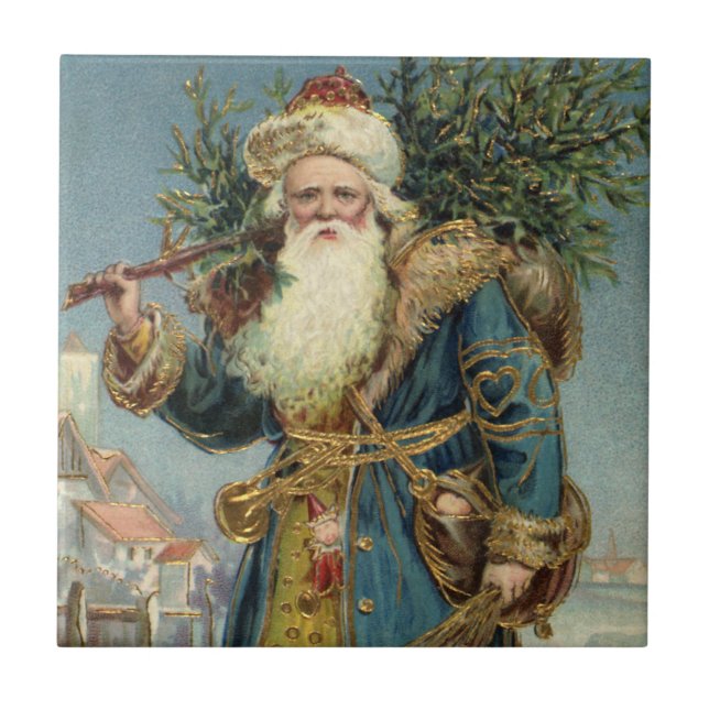Papai Noel Vitoriano Antigo com Árvore de Natal (Frente)