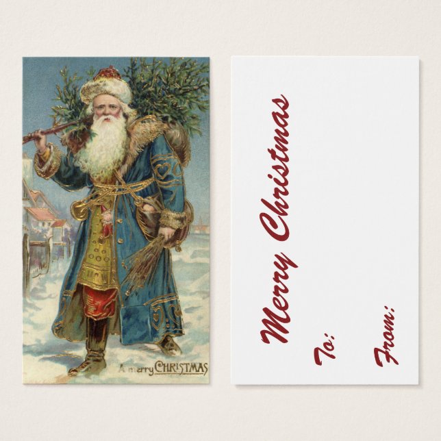 Papai Noel Vitoriano Antigo com Árvore de Natal (Frente & Verso)