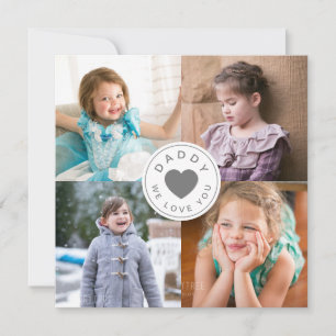 Papai Nós Te Amamos Coração Colagem de 4 Fotos