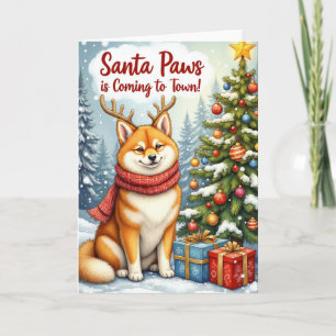 Papais noeis Akita Cartões de natal Paws