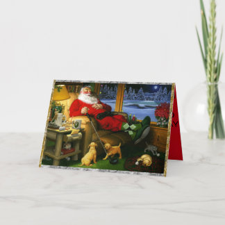 Papais noeis Amarrando após Golfe em um Cartão de