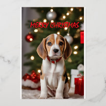 Papais noeis Beagle Cute Dog Feliz Natal