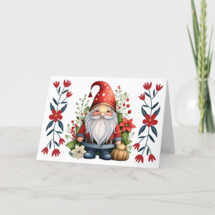 Papais noeis bonitos Gnome e Florals Vazio Cartão 