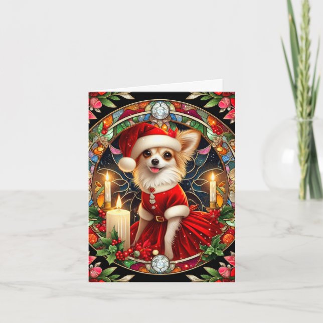 Papais noeis Chihuahua de Cartão de Natal Personal (Frente)
